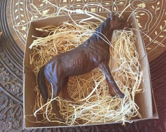 New 3D Paper Dresden Ornament Brown Horse W Black Mane & Tail