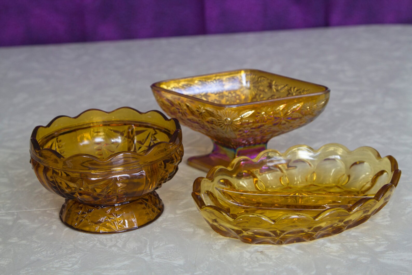 SALE amber carnival glass candy dish Etsy