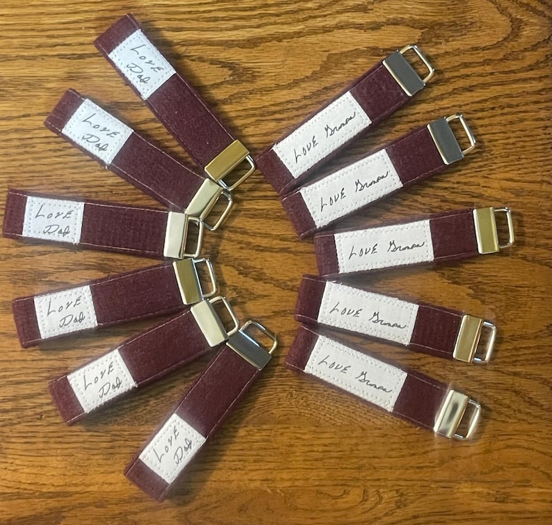 Memory Key Chain Wristlets - Made from a Loved One's Clothing | Personalized with Handwriting | image 12