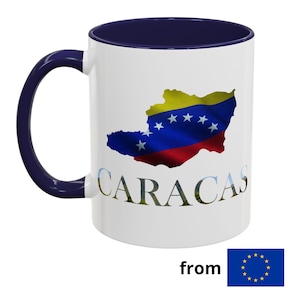 De l'UE, tasse blanche personnalisée avec carte de Caracas, date commémorative, cadeau unique pour les occasions spéciales, tasse à café souvenir, anniversaire