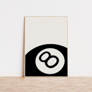 8 Ball Lucky Print, modne wydruki artystyczne, wystrój pokoju Preppy, estetyczna sztuka ścienna, wydruk artystyczny jakości muzealnej