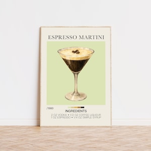Espresso Martini Druck, Cocktail Wandkunst, Bar Warenkorb Kunst, Cocktailrezept Kunst, Signature Drink, ästhetische Wandkunst, Kunstdruck in Museumsqualität
