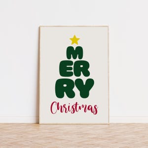 メリークリスマスプリント、クリスマスツリーアート、バーカートアート、トレンディなアートプリント、プレッピールームの装飾、美しいウォールアート、美術館品質のアートプリント