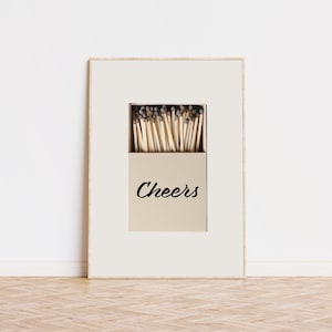 Vintage Matchbox Print, Cheers, Bar Cart Art, Trendy Art Prints, Preppy Room Decor, Aesthetic Wall Art, Museum Quality Art Print