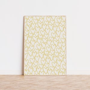 Butter Yellow Heart Print, Simple Cute Print, Bar Cart Art, Trendy Art Prints, Preppy Room Decor, Aesthetic Wall Art, Museum Quality Art
