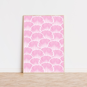 Pink Sea Shells Print, Girly Beach Print, Bar Cart Art, Trendy Art Prints, Preppy Room Decor, Aesthetic Wall Art, Museum Quality Art Print
