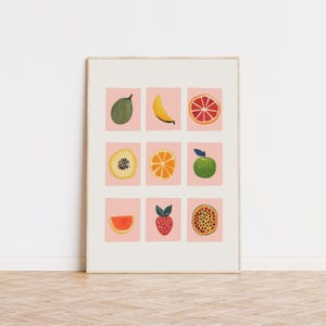 Fruit Print, Kitchen Wall Art, Retro Print, Bar Cart Art, Trendy Art Prints, Preppy Room Decor, Aesthetic Wall Art, Museum Quality Art Print