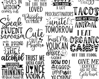 Funny Sarcastic Quotes SVG Bundle: T-Shirt & Mug Designs (Digital Download)