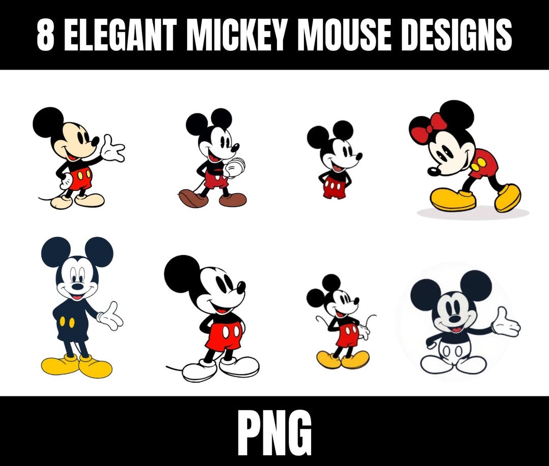 Mickey Design Feature 8 Elegant Mickey Mouse PNG Designs - Classic & Vintage Style Digital ...