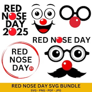 Paquete SVG del Día de la Nariz Roja / Clipart divertido de Nariz Roja / Descarga digital del Día de la Nariz Roja 2025 / SVG y PNG para Cricut y sublimación