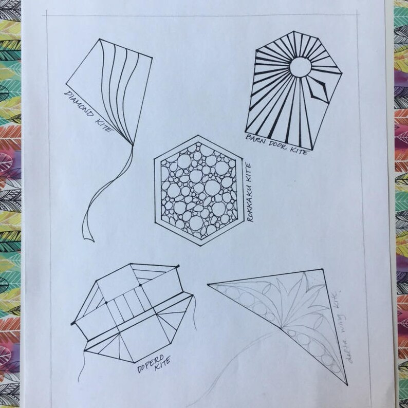 Coloring Page, Kite Flying Day, Kites, Coloring for Adults, Coloring for Relaxation, Original ...