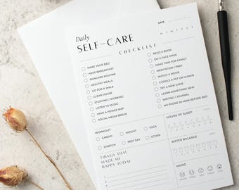 Editable Daily Self-Care Checklist: Printable Awareness Template (PDF)
