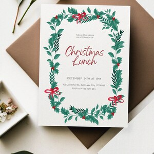 Weihnachten Urlaub Einladung | Elegante Ideen für Ihre festlichen Zusammenkünfte | Perfekt für Familie und Freunde | Verstellbare Einladungen