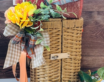 Set wijnpicknickmand met deken, glazen zonder steel, geruit servet - buitendraagtas