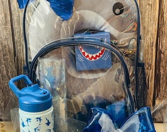 SHARK Summer Travel Backpack  | Camp Backpack Gift Set for Kids | End of School Surprise | Vacation Activity Kit | Shark Lover Gift