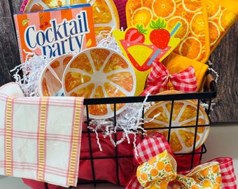 Cesta de regalo de cócteles cítricos / Regalo único para mamá / Regalo para entretener en verano / Kit para una noche de margaritas / Regalo divertido para la anfitriona / Decoración tropical
