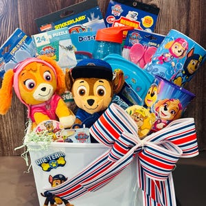 Paw Patrol Gift Basket for Kids | Chase & Skye Gift Set | Paw Patrol Birthday Gift | Toddler Gift Box | Boys and Girls Activity Gift