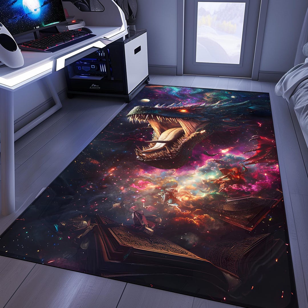 Epic Rug Epic Dragon Rug, Mythical Home Decor, Gothic Rug, Gaming Room Rug ...