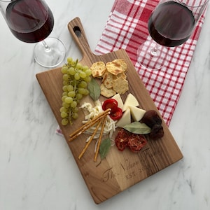 Personalized Wedding Gift Cutting Board-Custom Wood Charcuterie Board Engraved Anniversary Gift for Her-Bridal Shower Gift-Wood Cheese Board