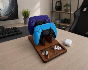 Personalized Headphone Holder Game Stand Wooden Controller Holder Gaming Headset Stand Gifts For Him Father's Day Gamer Gift Christmas Gifts