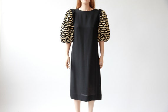 70s balloon sleeve party dress