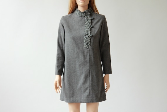 60s boucle wool mini dress