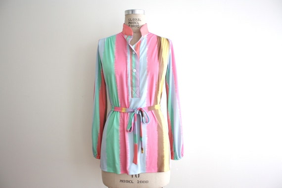 70s rainbow fruit stripe top