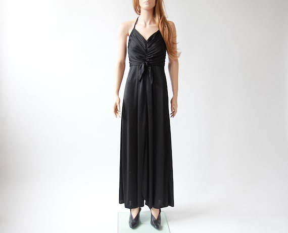 70s ruched halter gown