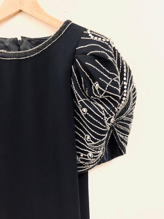 80s balloon sleeve beaded dress