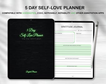 5-Day Self-Love Planner | Self-Care Tracker | Printable & Digital Journal for Mindfulness, Confidence, and Growth