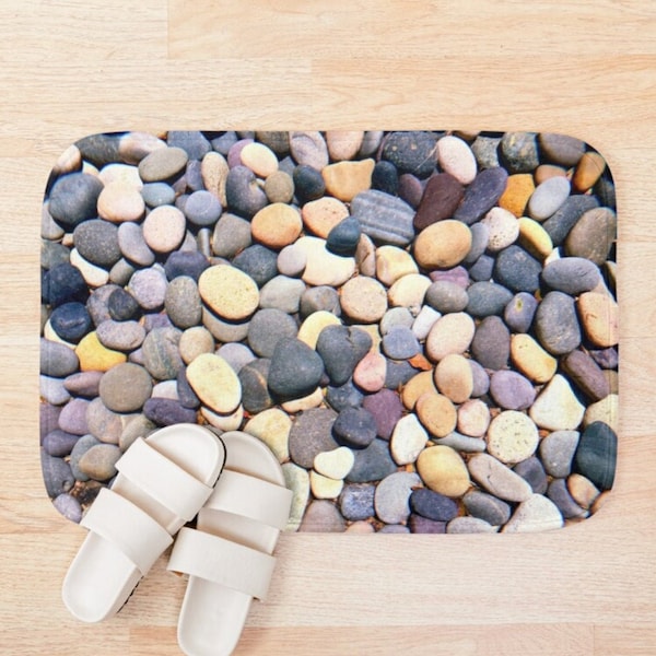 Stepping Stone Bath Mat ~ Kitchen Dish Dry Mat ~ Rocks ~ Bathroom Decor ~ Seaside ~ Kitchen Decor ~ River ~ Nature Art ~ Beach Bathroom