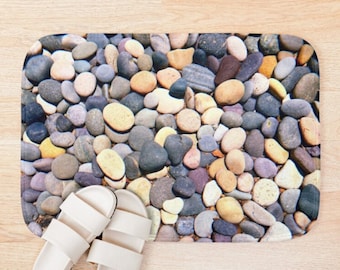 Stepping Stone Bath Mat ~ Kitchen Dish Dry Mat ~ Rocks ~ Bathroom Decor ~ Seaside ~ Kitchen Decor ~ River ~ Nature Art ~ Beach Bathroom