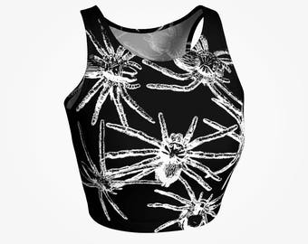 Spiderella Crop Top ~ Tank Tops ~ Halloween ~ Spiders ~  Athleticwear ~ Witchy ~ Arachnophobia ~ Fashion ~ Festivalwear ~ Goth Workout ~