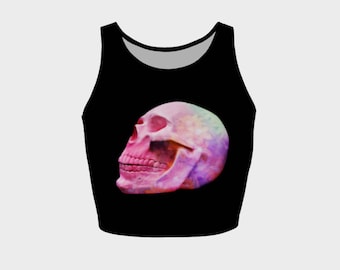 Flower Skull Top ~ Skull Shirt ~ Halloween ~ Athleticwear ~ Skeleton ~ Dia De Los Muertos ~ Pastel Skull ~ Pink Skeleton ~ Pink Goth