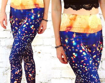 Galaxy Champagne Yoga Leggings ~ Women's Fashion ~ Dancewear ~ Circus ~ Galaxy Print ~ Fashion Leggings ~ Yoga Pants ~ High Waisted ~