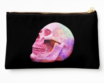 Flower Skull Zippered Clutch ~ Halloween Bag ~ Skeleton ~ Halloween Purse ~ Floral Skull ~ Bones ~ Halloween Decor ~ Autumn Fun ~ Witch