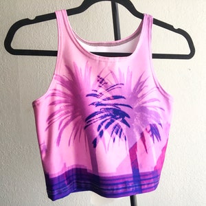 Twin Palms Crop Top Hollywood Blvd Holga Art Double Exposure Athleticwear Hot Pink Festivalwear Tank Tops Workout Clothes image 6