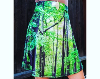 Enchanted Forest Skater Skirt ~ Double Sided ~ Skater Skirt ~ Bright ~ A Line  ~ Abstract ~ Women's Fashion ~ Flare Skirt ~ Nature ~ Magic ~