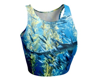 Aquarium Crop Top ~ Shark Shirt ~ Shark Week ~ Crop Top ~ Athleticwear ~ Circus ~ Shark Biologist Shirt ~ Aerialist ~ STEM ~ Oceanographer