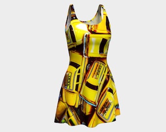 Taxi Dress ~Taxicab ~ NYC ~ A-Line Skirt ~ Flare Skirt ~ Skater Dress ~ Cars ~ Yellow Cab ~ City Life ~ City Girl ~ Urban Fashion ~
