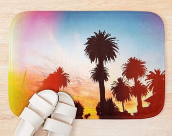 California Dreaming Bath Mat ~ Kitchen Dish Dry Mat ~ Palm Trees ~ Bathroom Decor ~ West Coast ~ Kitchen Decor ~ Sunset ~ Hollywood ~ LA