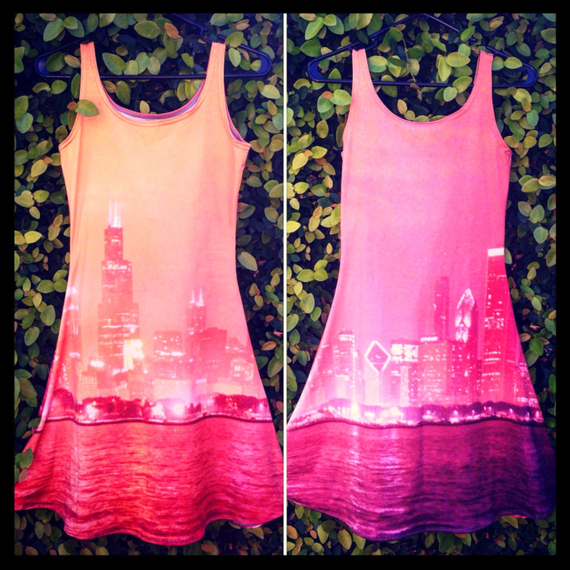 Chicago Skyline Dress Double Sided Skater Dress Chicago Dress Women's
