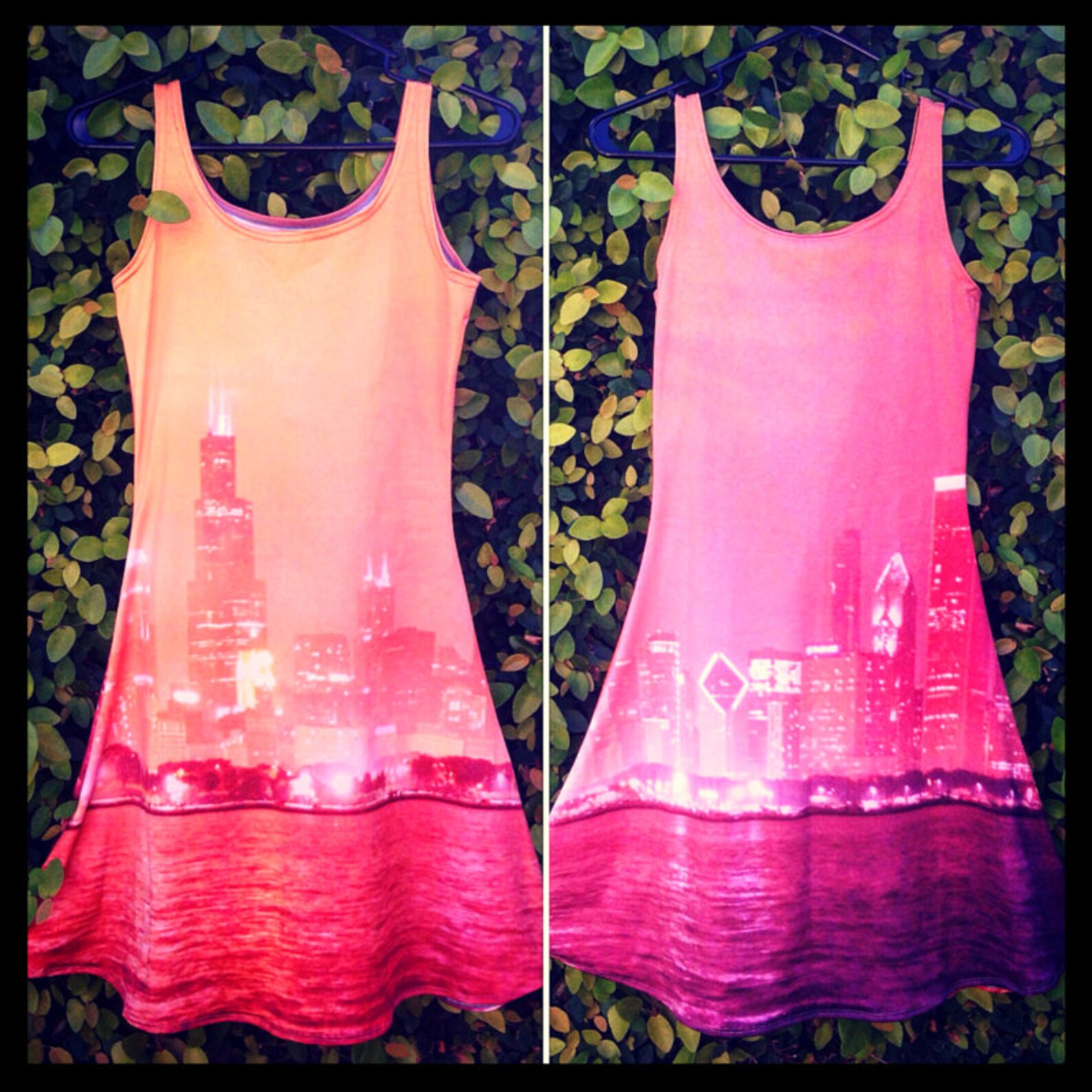 Chicago Skyline Dress Double Sided Skater Dress Chicago Dress Women's Fashion Lake Michigan A