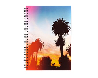 California Sunset Notebook ~ Blank Spiral Notebook ~ Palm Tree ~ Journal ~ Silhouette ~ School Supplies ~ Photography ~ Nature ~ Los Angeles