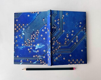 Hardcover Blank Book ~ Circuit Board ~ Engineer Notebook ~ Programmer ~ Cyberpunk ~ Computer ~ School Supplies ~ Grad Gift ~ Graduation