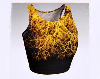 Lightning Forest Crop Top ~ Halloween Fashion ~ Athleticwear ~ Rave Clothes ~ Workout Top ~ Dancewear ~ Thor Costume ~ Spooky Crop Top