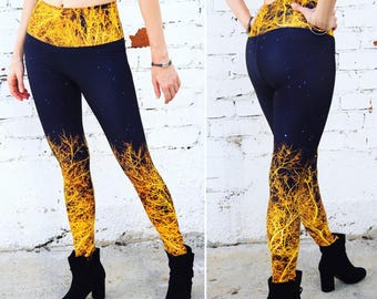 Lightning Forest Yoga Leggings ~ Fitness ~ Workout Clothes ~ Fairy Queen ~ Fashion ~ Yoga Pants ~ Baratheon ~ Glow ~ Exercise ~ Antlers ~