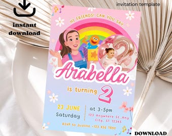 Ms Rachel Geburtstagseinladung: Canva Party lädt ein (Digitaler Download)