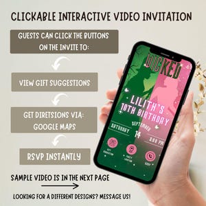 Wicked Birthday Party Invitation | Wicked party invite | WICKED inspired Movie invite | Elphaba & Glinda Theme | Editable on Canva JPD03