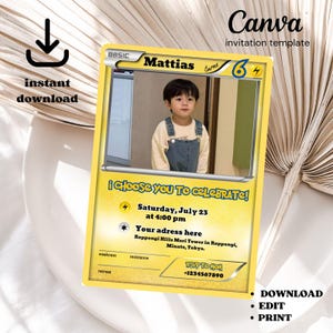 Birthday invitation Game Card with photo instant download digital invite card themed invitation for birthday party